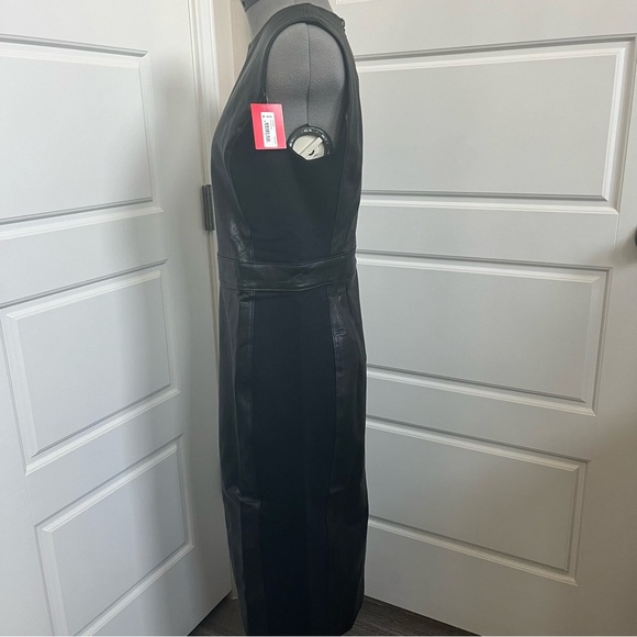 Spanx Mixed Media Faux Leather Sheath Dress NWT Size Medium - Picture 5 of 6